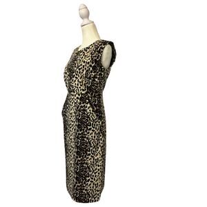 AGB Dress Black & Brown Leopard Print Sheath Dress Size 6